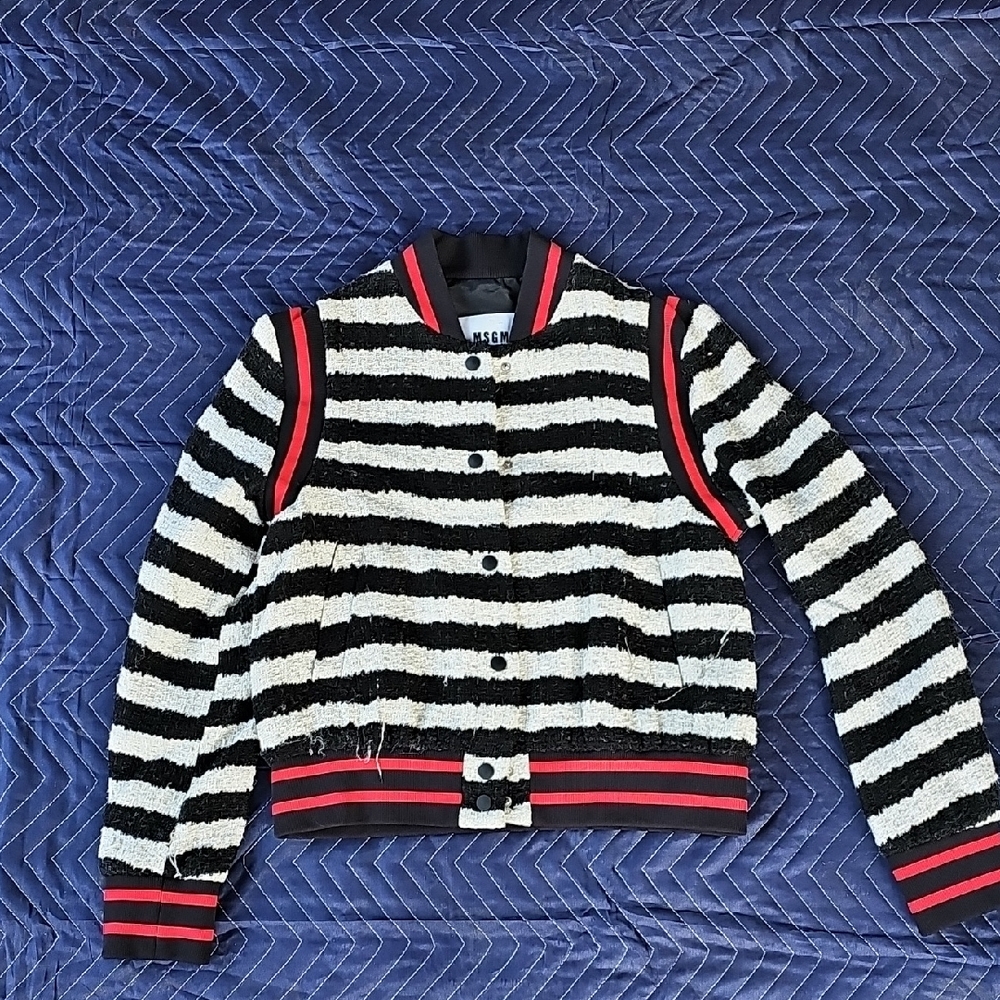 MSGM Black and White Striped Jacket